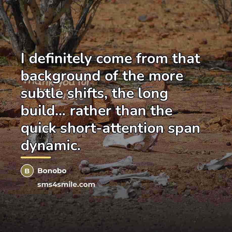 “I definitely come from that background of the more subtle…” quote by Bonobo