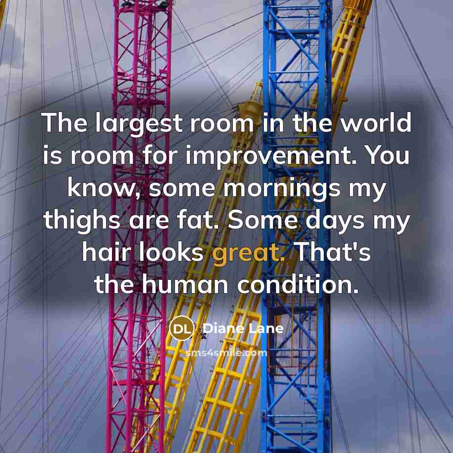 “The largest room in the world is room for improvement.…” quote by Diane Lane