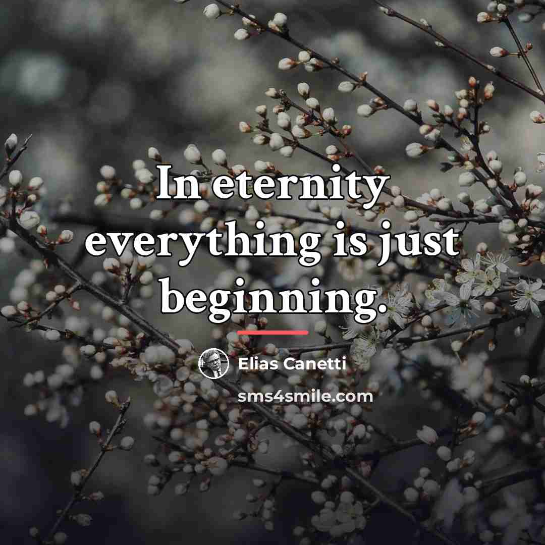 “In eternity everything is just beginning.…” quote by Elias Canetti