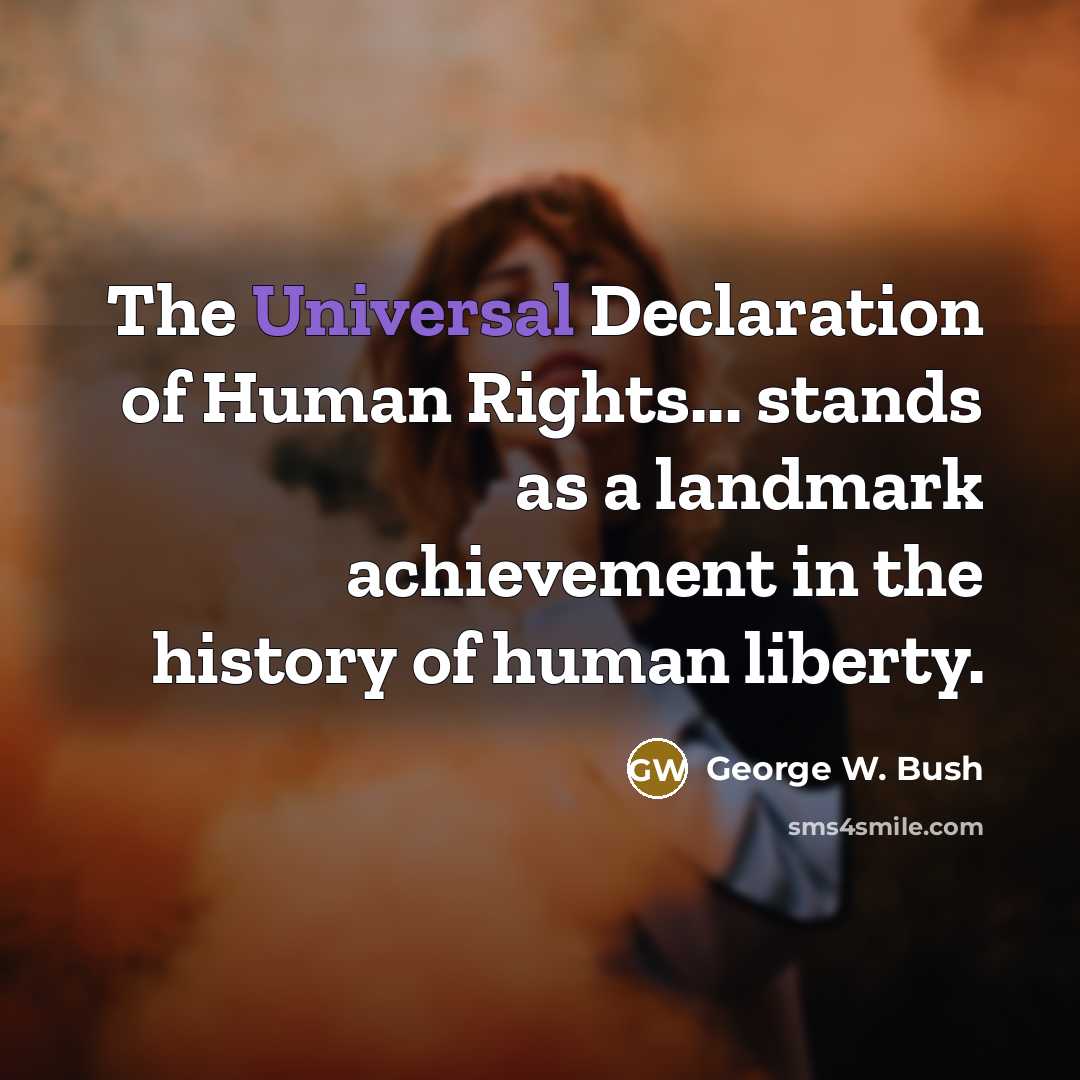 “The Universal Declaration of Human Rights... stands as a landmark…” quote by George W. Bush