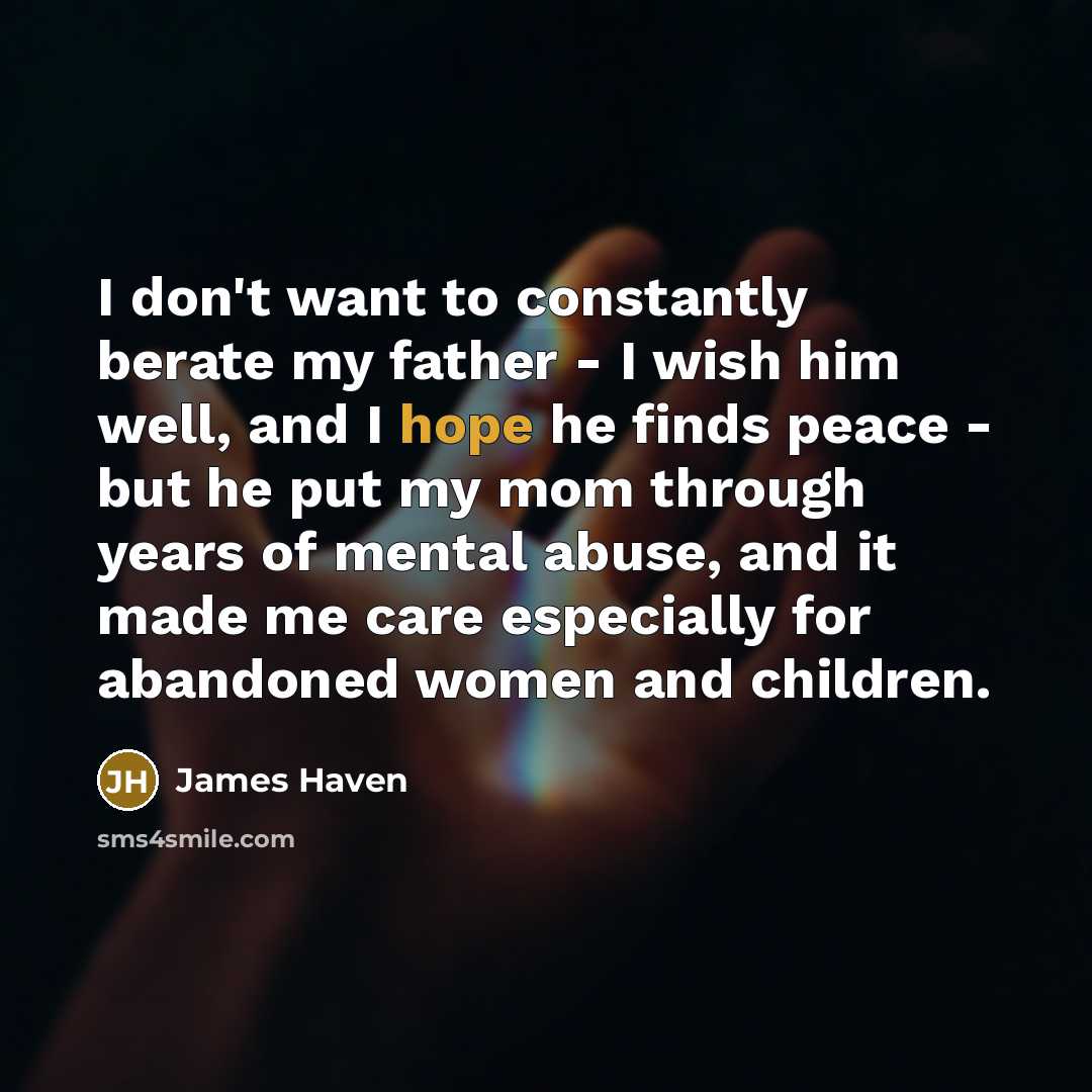 “I don't want to constantly berate my father - I…” quote by James Haven