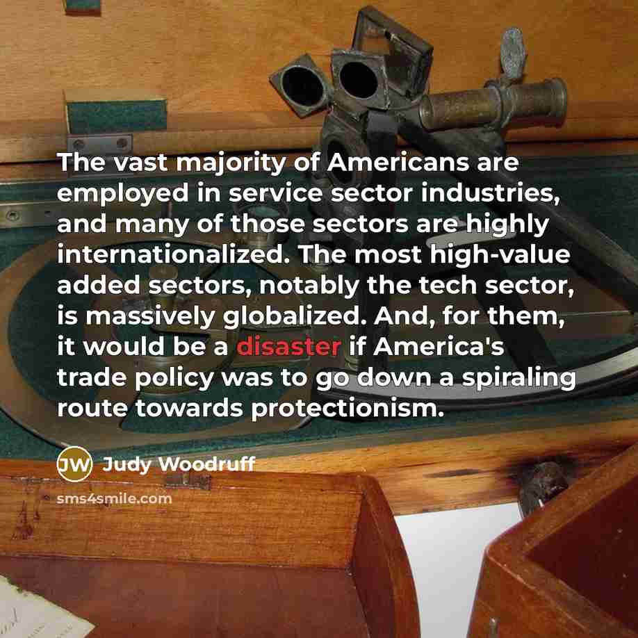 “The vast majority of Americans are employed in service sector…” quote by Judy Woodruff