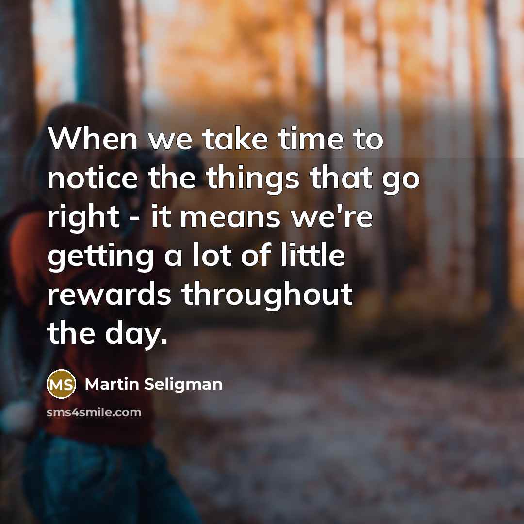 “When we take time to notice the things that go…” quote by Martin Seligman
