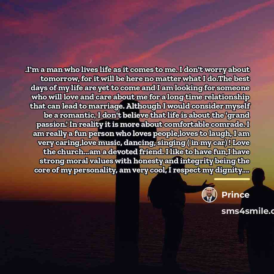 “.I'm a man who lives life as it comes to…” quote by Prince
