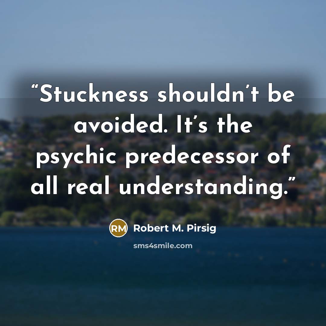 “Stuckness shouldn’t be avoided. It’s the psychic predecessor of all real understanding.” quote by Robert M. Pirsig