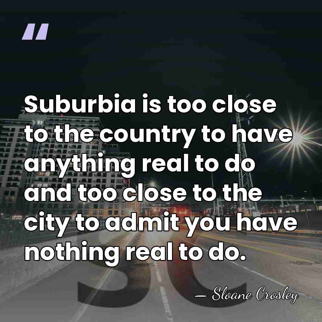 Suburbia is too close to the country to have anything real to&hellip; - Sloane Crosley