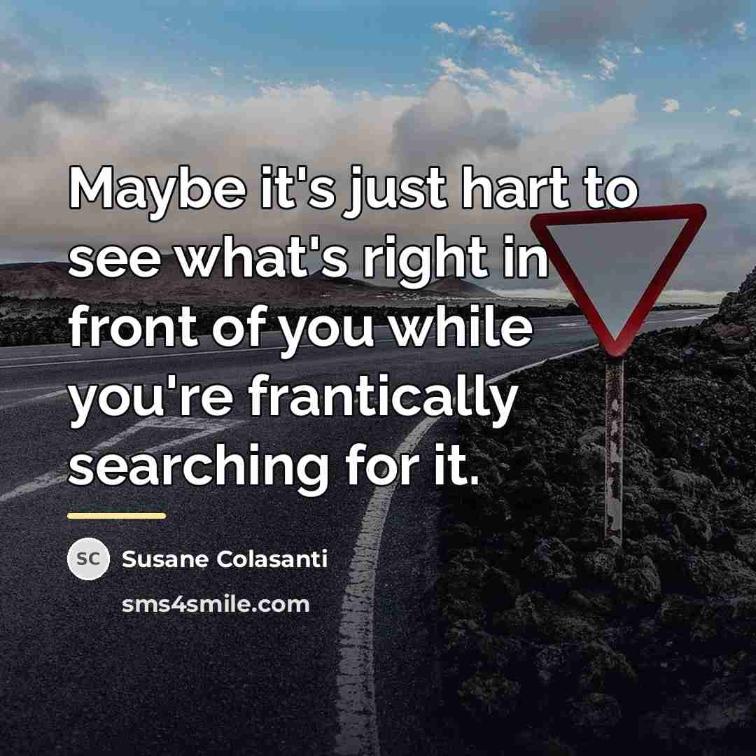 “Maybe it's just hart to see what's right in front…” quote by Susane Colasanti