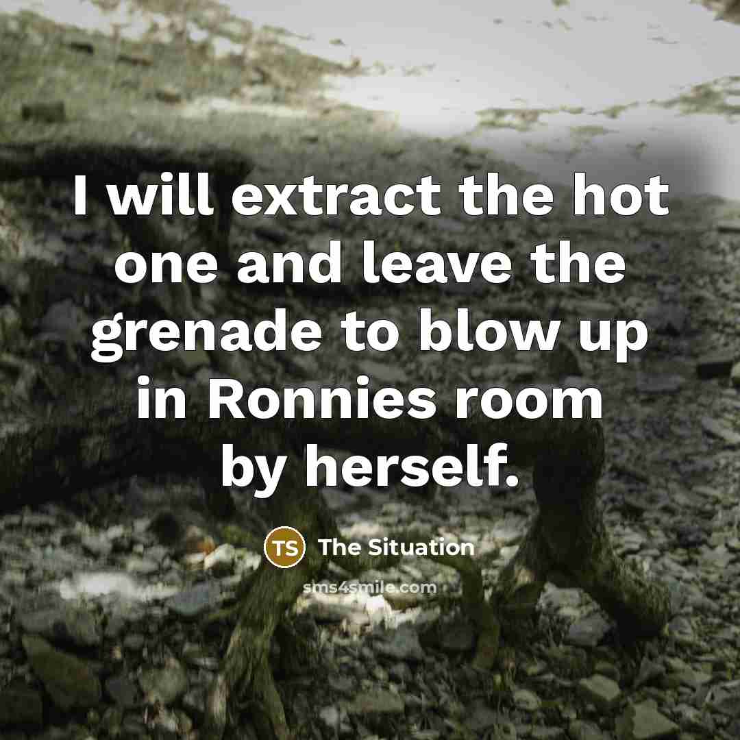 “I will extract the hot one and leave the grenade…” quote by The Situation