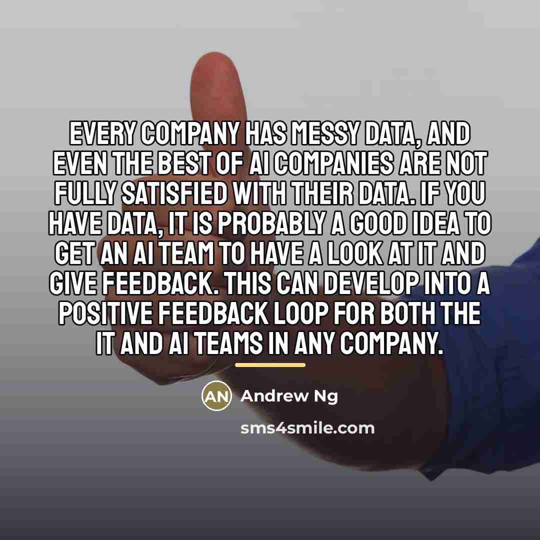 “Every company has messy data, and even the best of…” quote by Andrew Ng