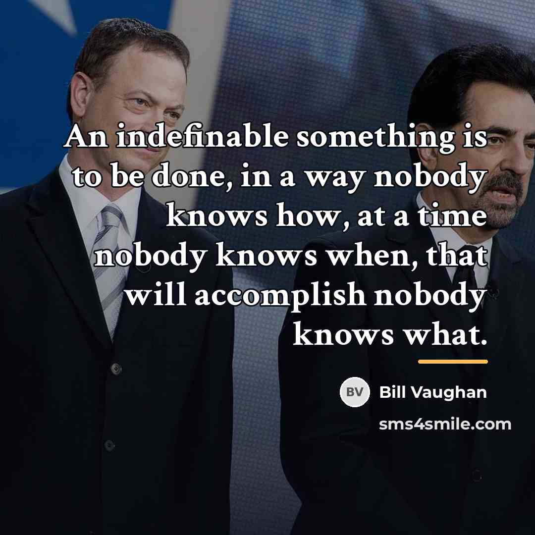 “An indefinable something is to be done, in a way…” quote by Bill Vaughan