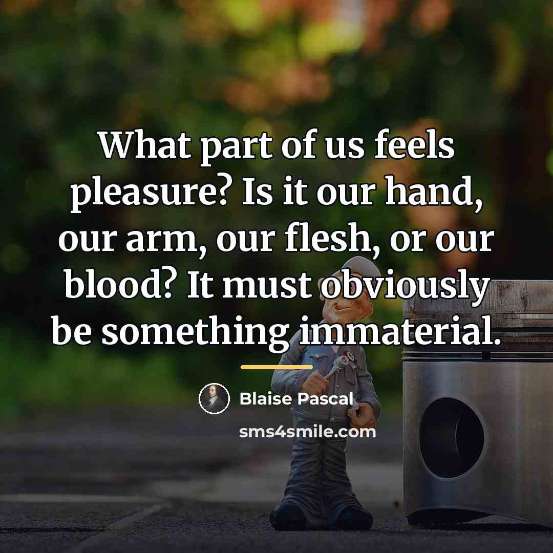 “What part of us feels pleasure? Is it our hand,…” quote by Blaise Pascal