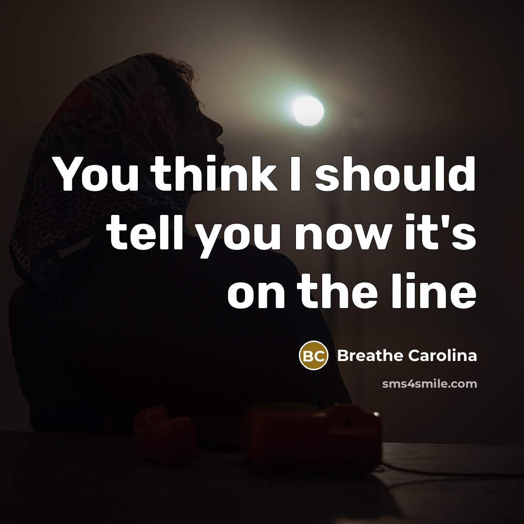 “You think I should tell you now it's on the line” quote by Breathe Carolina