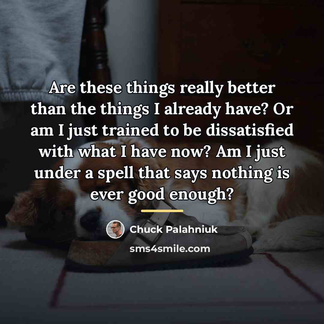 “Are these things really better than the things I already…” quote by Chuck Palahniuk