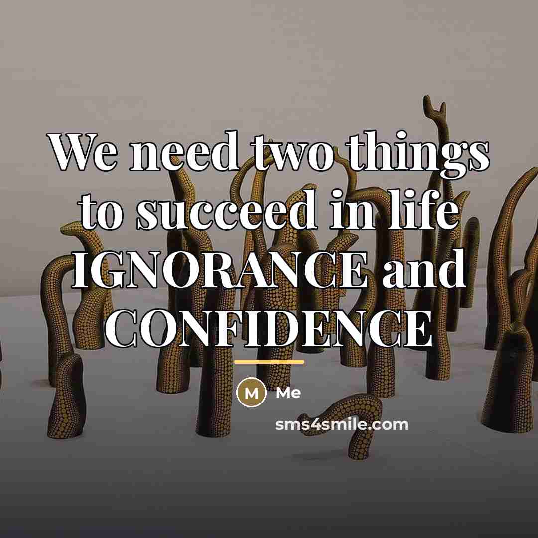 “We need two things to succeed in life IGNORANCE and…” quote by ME