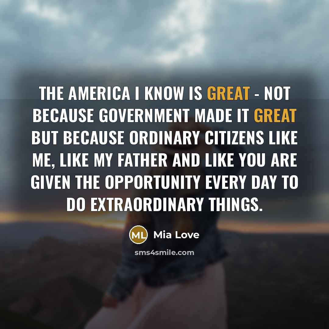 “The America I know is great - not because government…” quote by Mia Love
