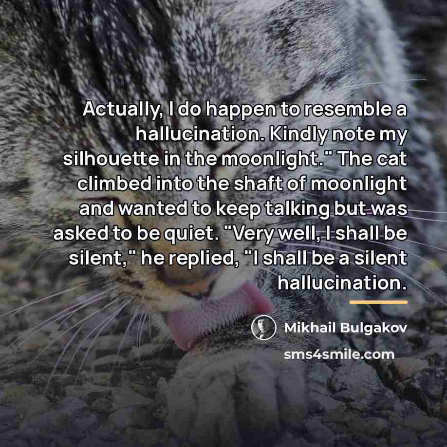 “Actually, I do happen to resemble a hallucination. Kindly note…” quote by Mikhail Bulgakov