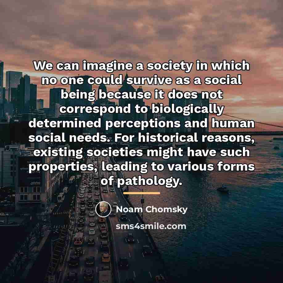 “We can imagine a society in which no one could…” quote by Noam Chomsky