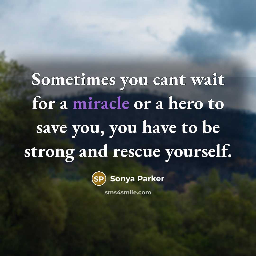 “Sometimes you cant wait for a miracle or a hero…” quote by Sonya Parker