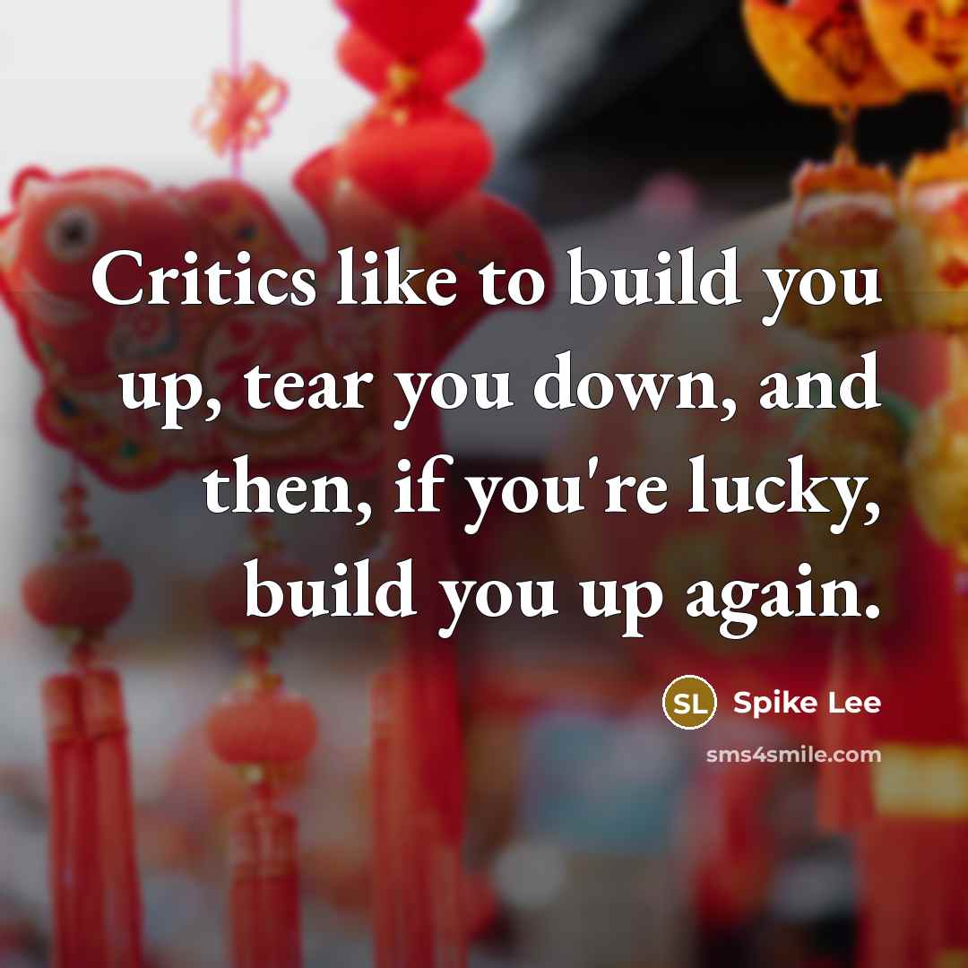 “Critics like to build you up, tear you down, and…” quote by Spike Lee