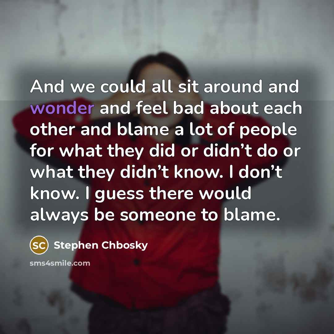 “And we could all sit around and wonder and feel…” quote by Stephen Chbosky