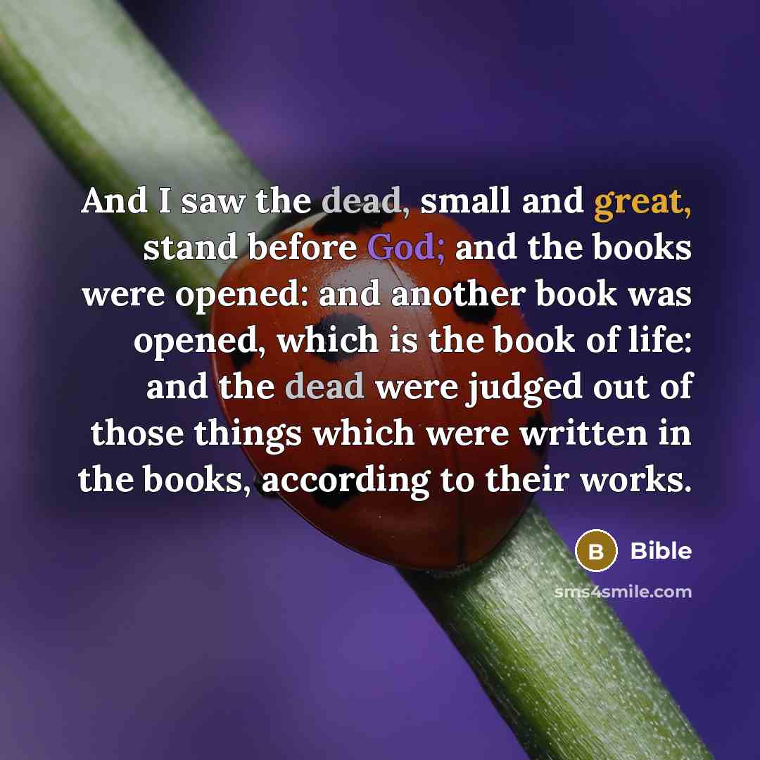 “And I saw the dead, small and great, stand before…” quote by Bible