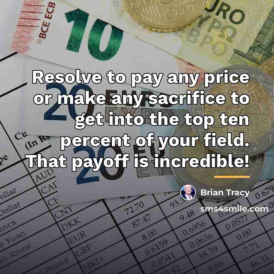 “Resolve to pay any price or make any sacrifice to…” quote by Brian Tracy