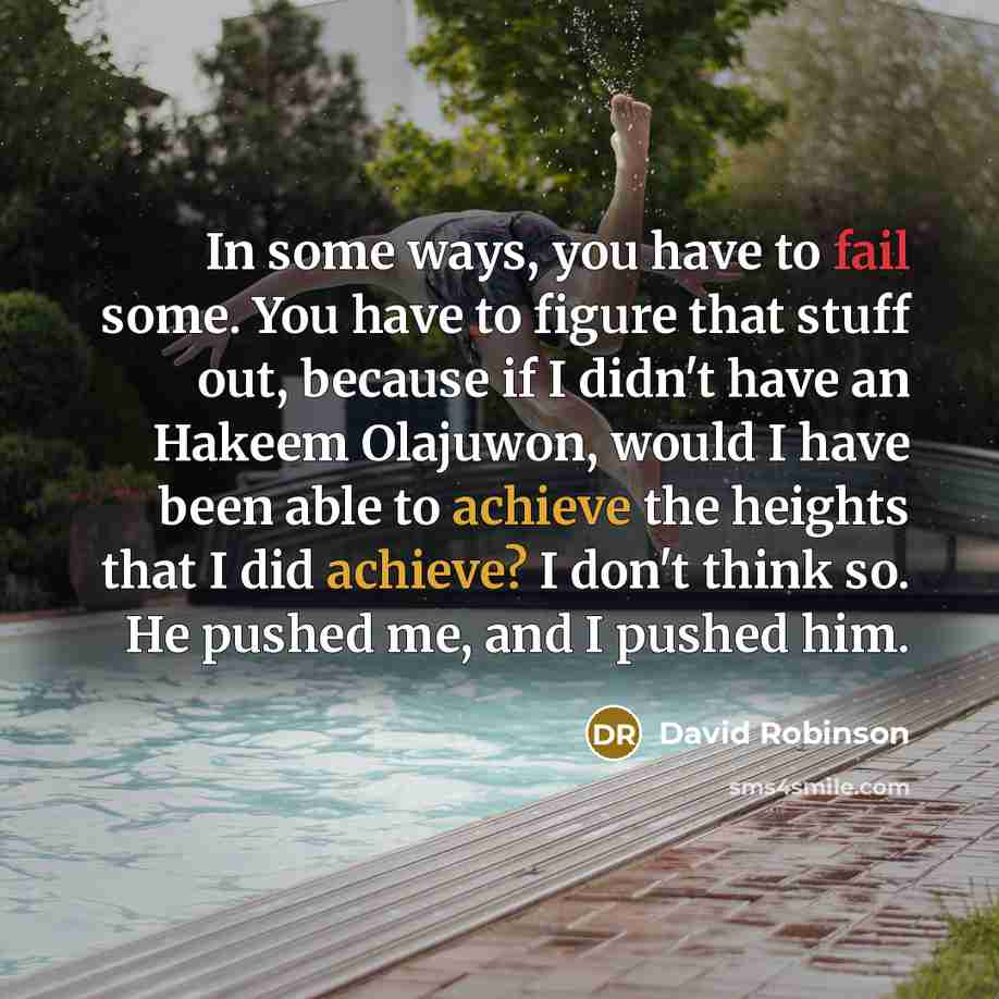 “In some ways, you have to fail some. You have…” quote by David Robinson