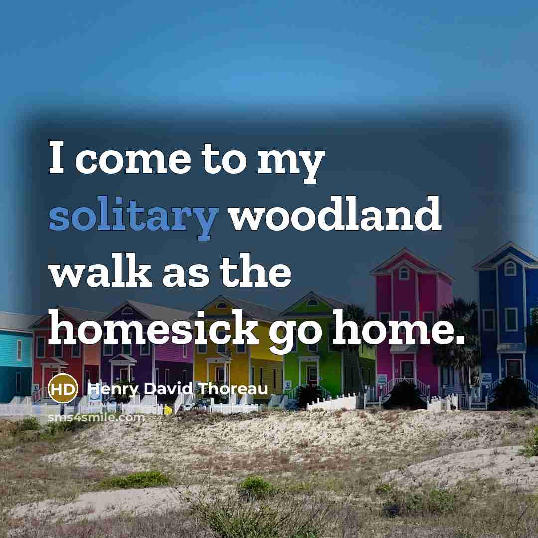 “I come to my solitary woodland walk as the homesick…” quote by Henry David Thoreau