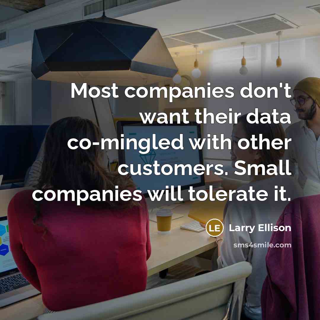 “Most companies don't want their data co-mingled with other customers.…” quote by Larry Ellison