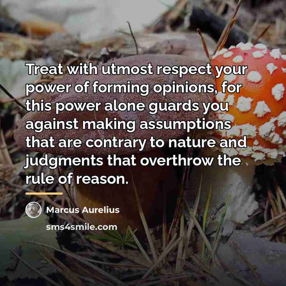 “Treat with utmost respect your power of forming opinions, for…” quote by Marcus Aurelius