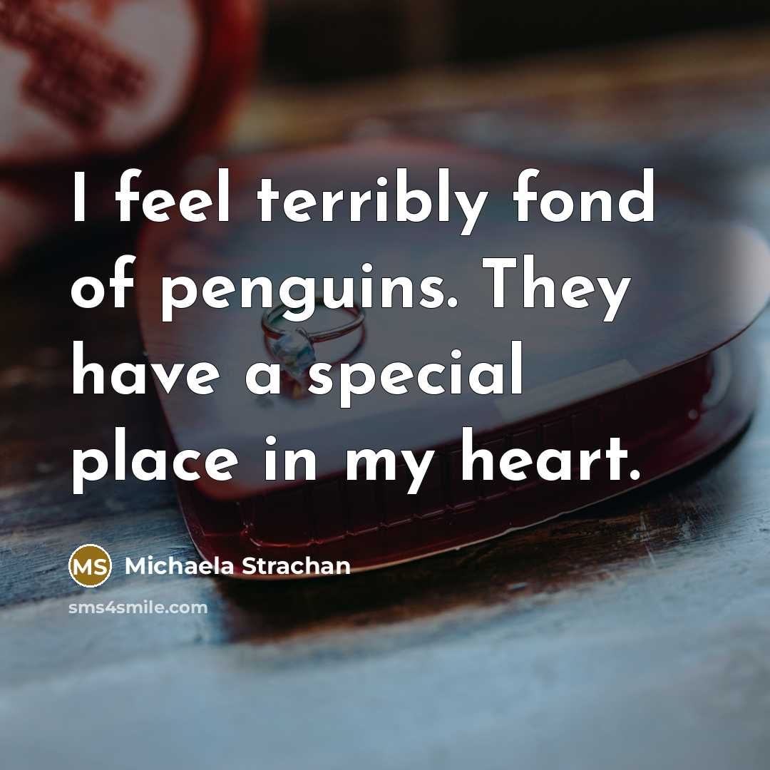 “I feel terribly fond of penguins. They have a special…” quote by Michaela Strachan