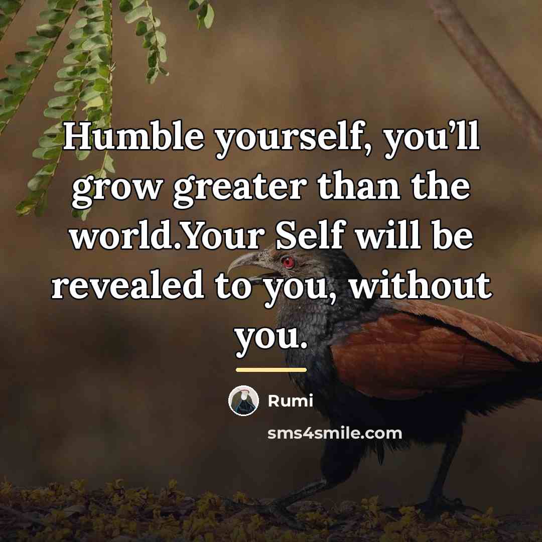“Humble yourself, you’ll grow greater than the world.Your Self will…” quote by Rumi