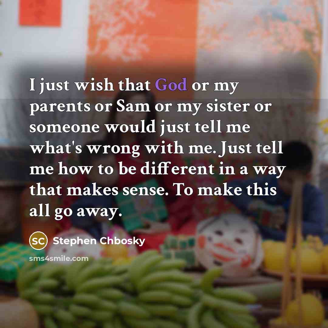 “I just wish that God or my parents or Sam…” quote by Stephen Chbosky