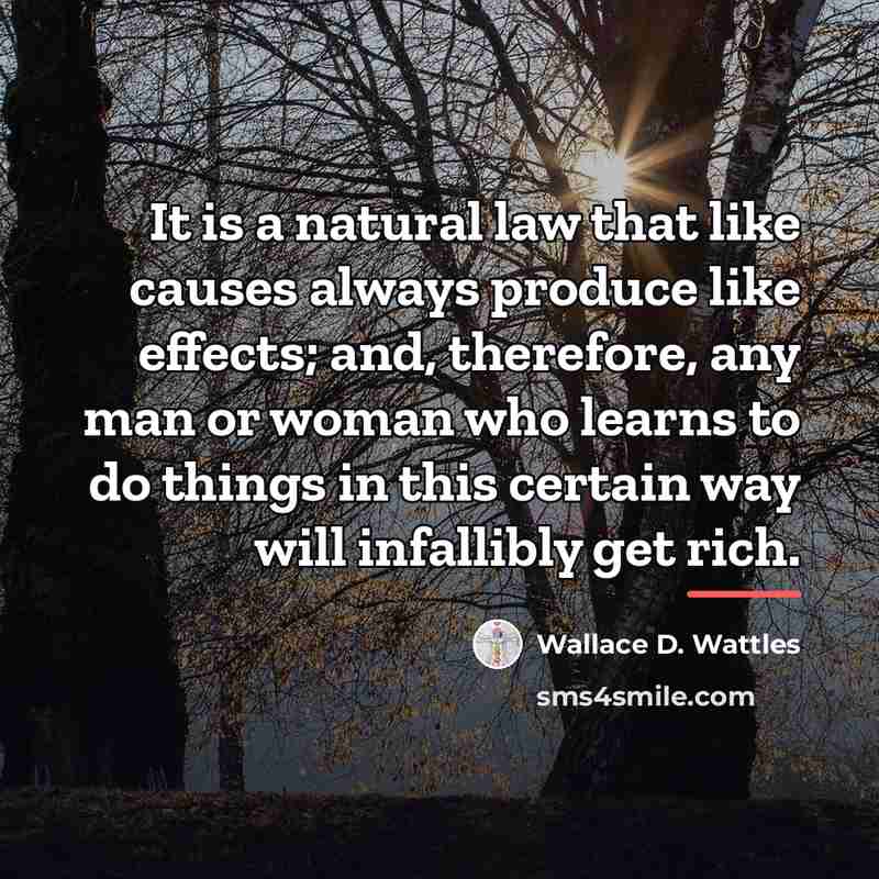 “It is a natural law that like causes always produce…” quote by Wallace D. Wattles