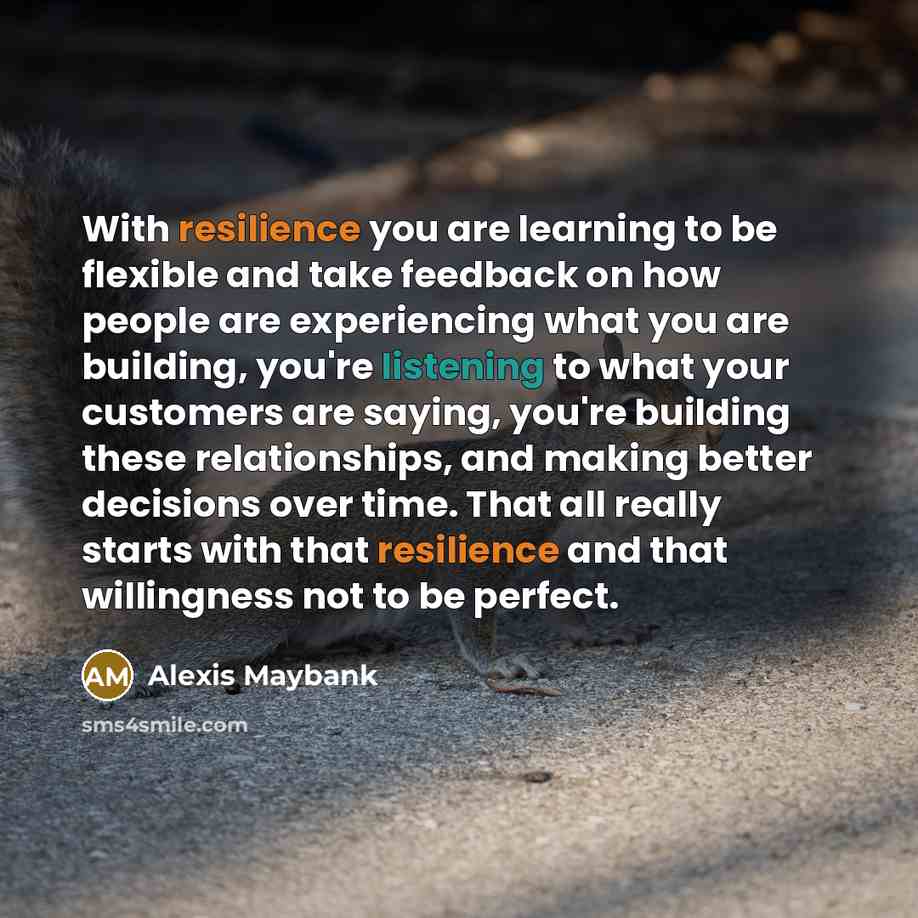 “With resilience you are learning to be flexible and take…” quote by Alexis Maybank