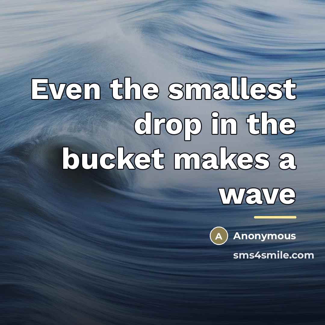 “Even the smallest drop in the bucket makes a wave…” quote by Anonymous