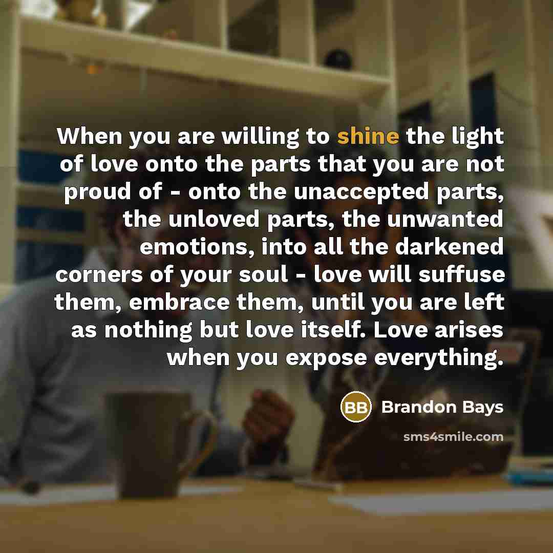 “When you are willing to shine the light of love…” quote by Brandon Bays