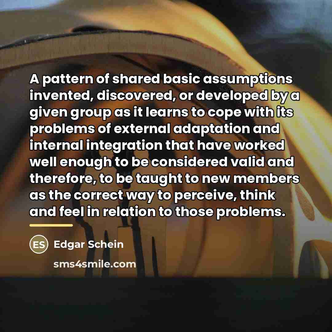 “A pattern of shared basic assumptions invented, discovered, or developed…” quote by Edgar Schein