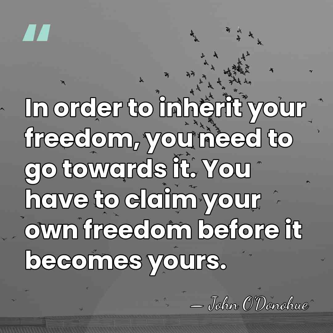 In order to inherit your freedom, you need to go towards it.&hellip; - John O'Donohue
