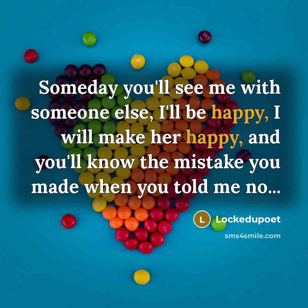 “Someday you'll see me with someone else, I'll be happy,…” quote by Lockedupoet