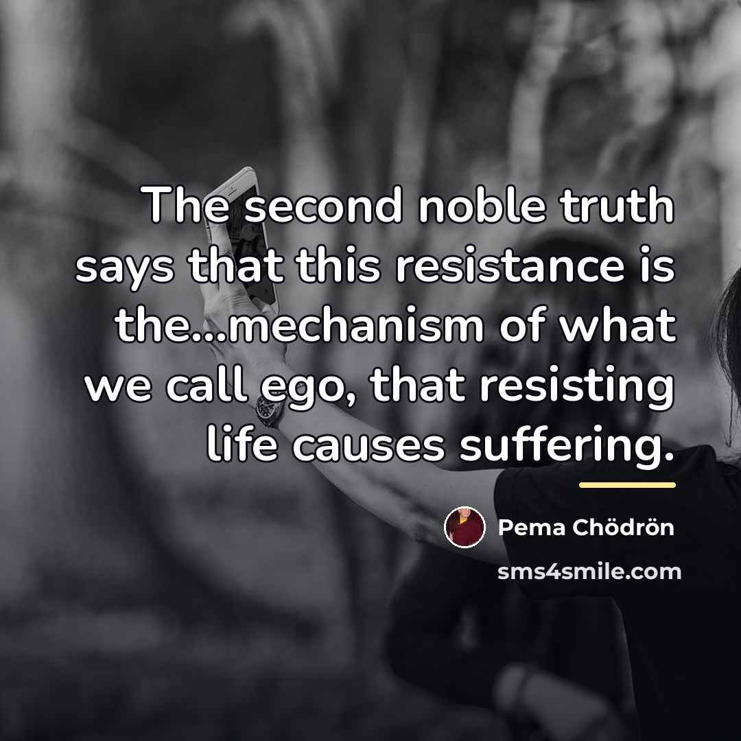 “The second noble truth says that this resistance is the...mechanism…” quote by Pema Chodron