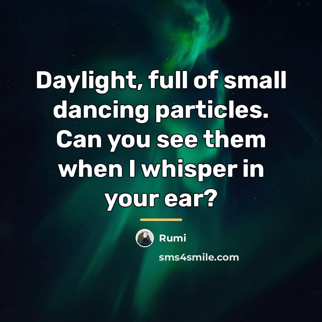 “Daylight, full of small dancing particles. Can you see them…” quote by Rumi