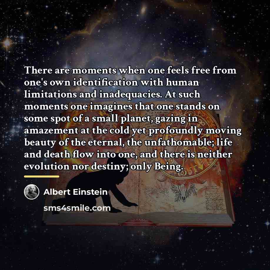 “There are moments when one feels free from one's own…” quote by Albert Einstein