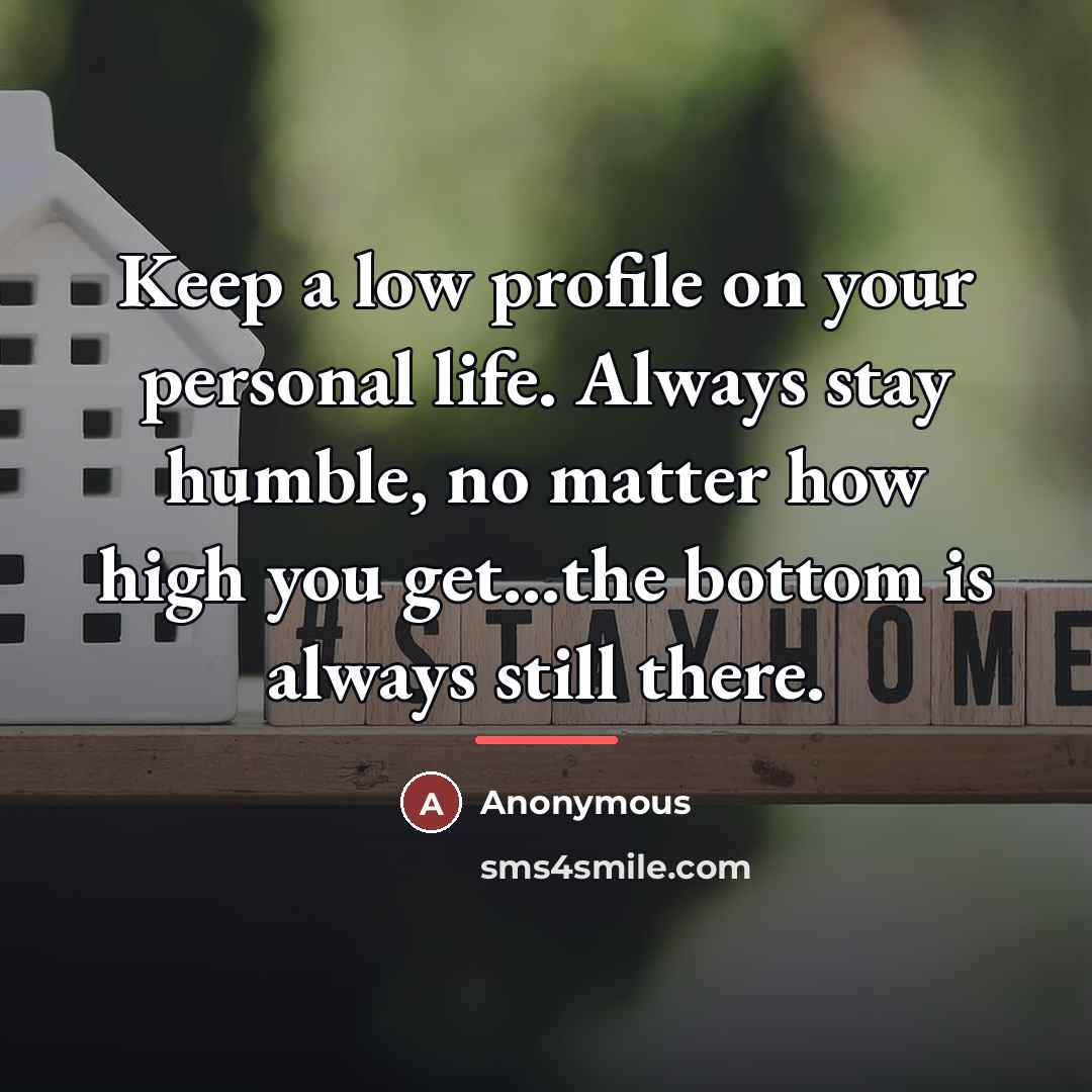 “Keep a low profile on your personal life. Always stay…” quote by Anonymous