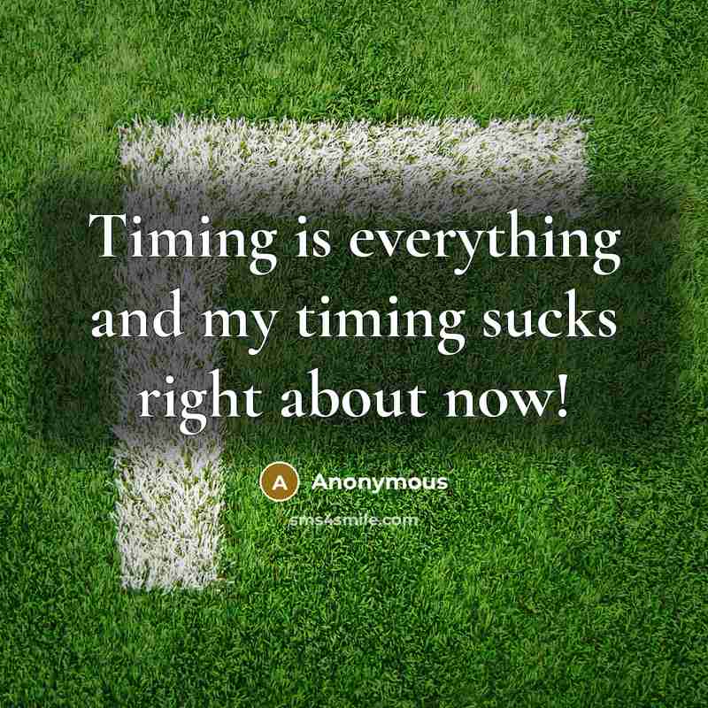 “Timing is everything and my timing sucks right about now!” quote by Anonymous