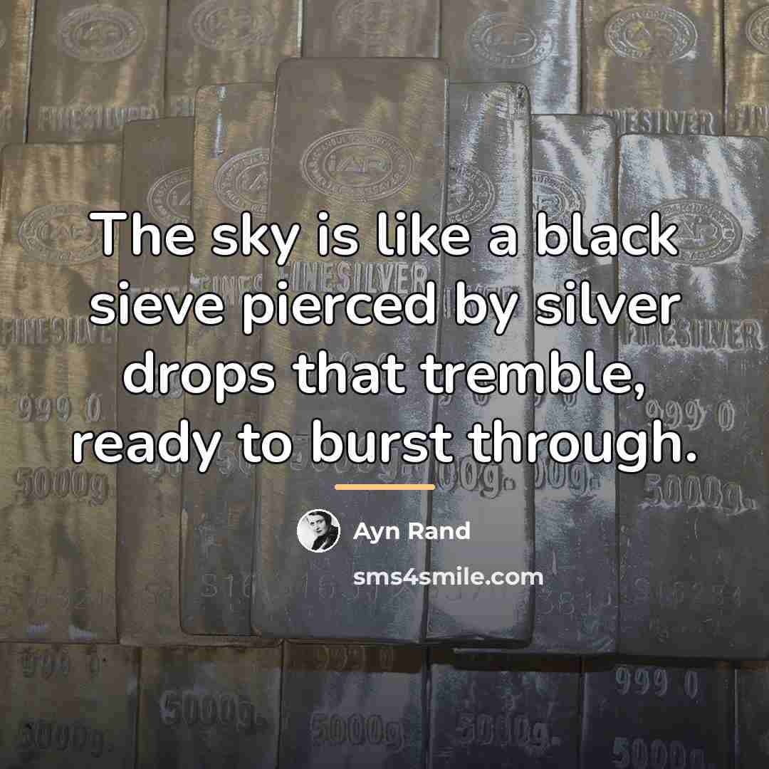 “The sky is like a black sieve pierced by silver…” quote by Ayn Rand