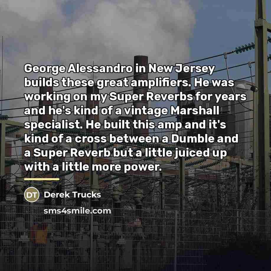 “George Alessandro in New Jersey builds these great amplifiers. He…” quote by Derek Trucks