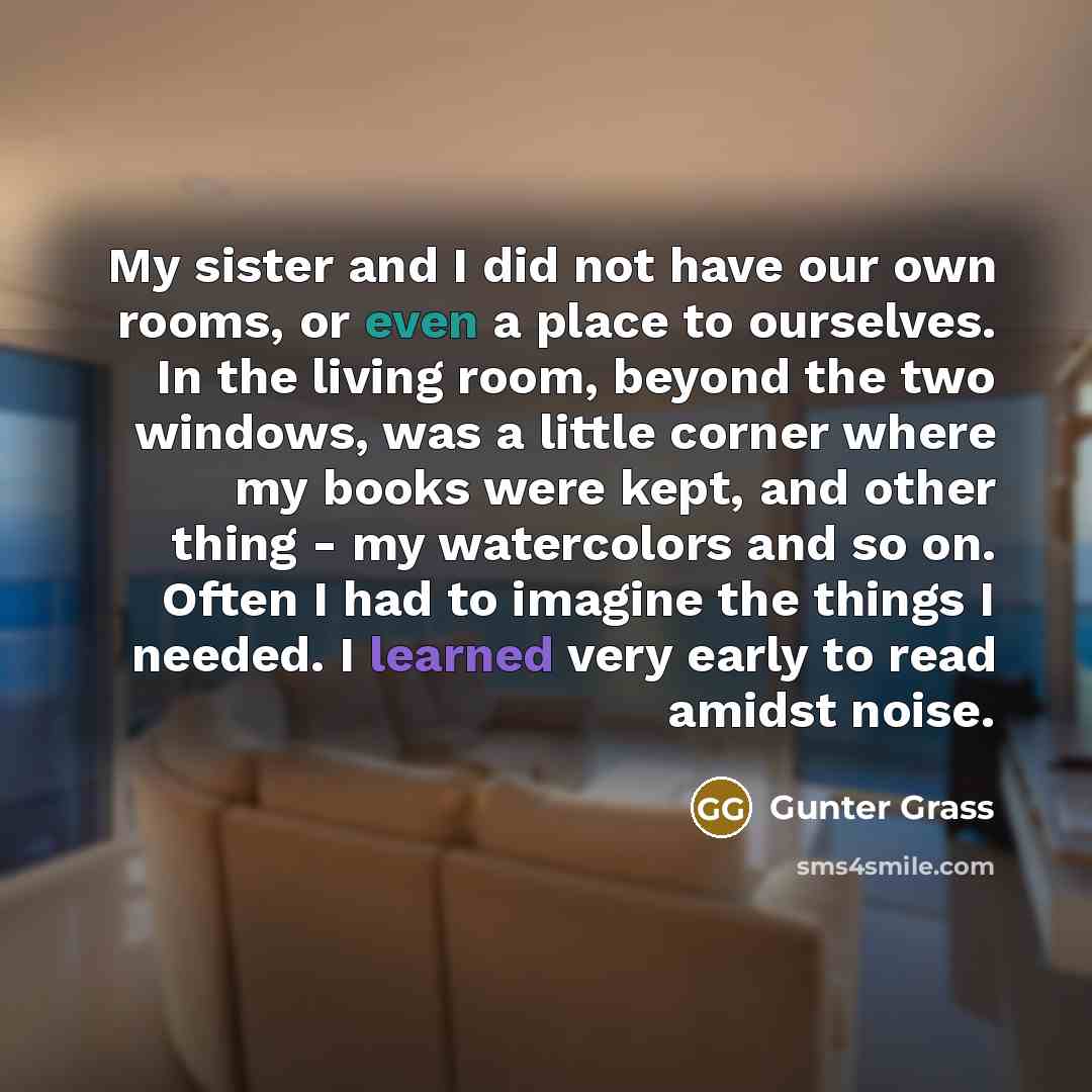 “My sister and I did not have our own rooms,…” quote by Gunter Grass