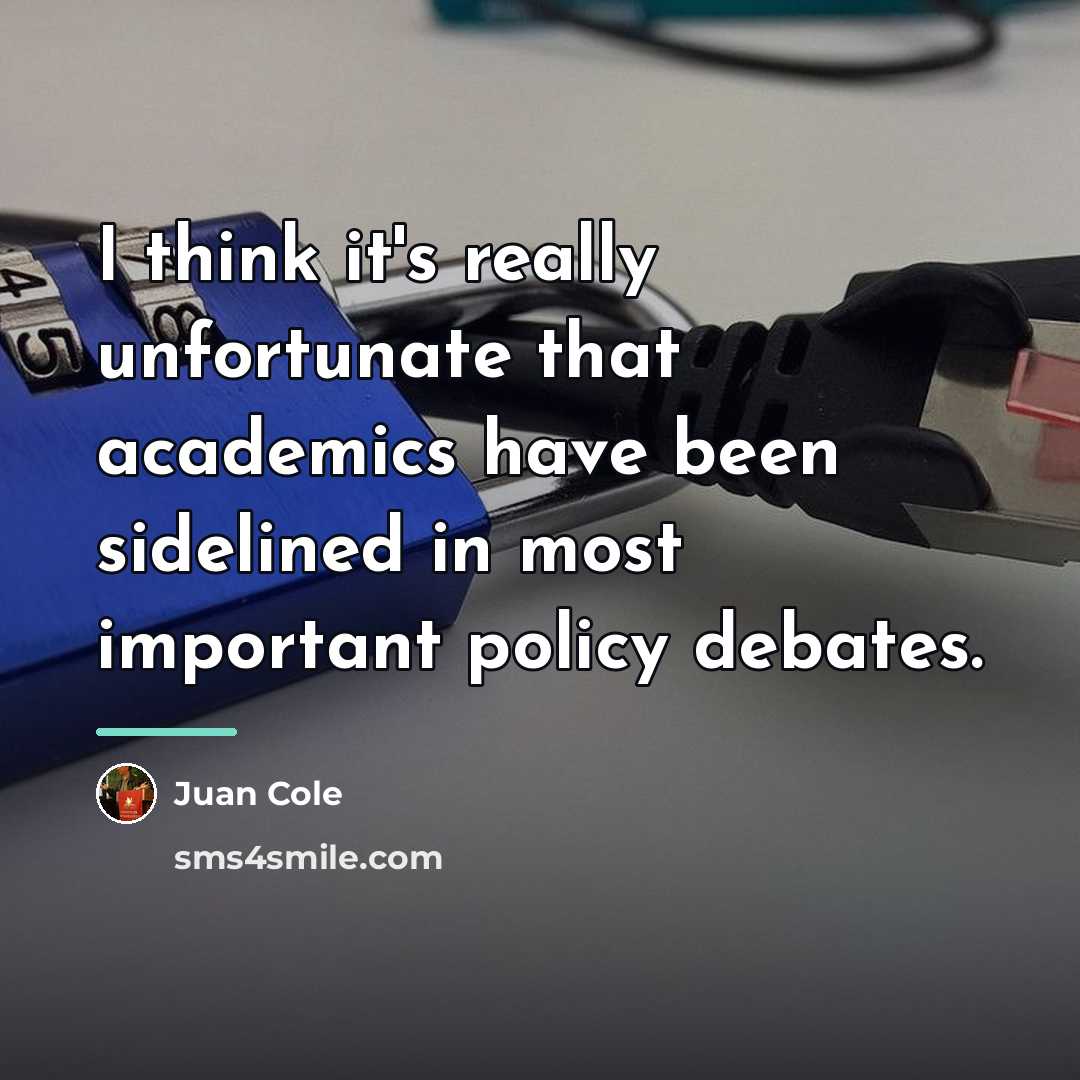 “I think it's really unfortunate that academics have been sidelined…” quote by Juan Cole