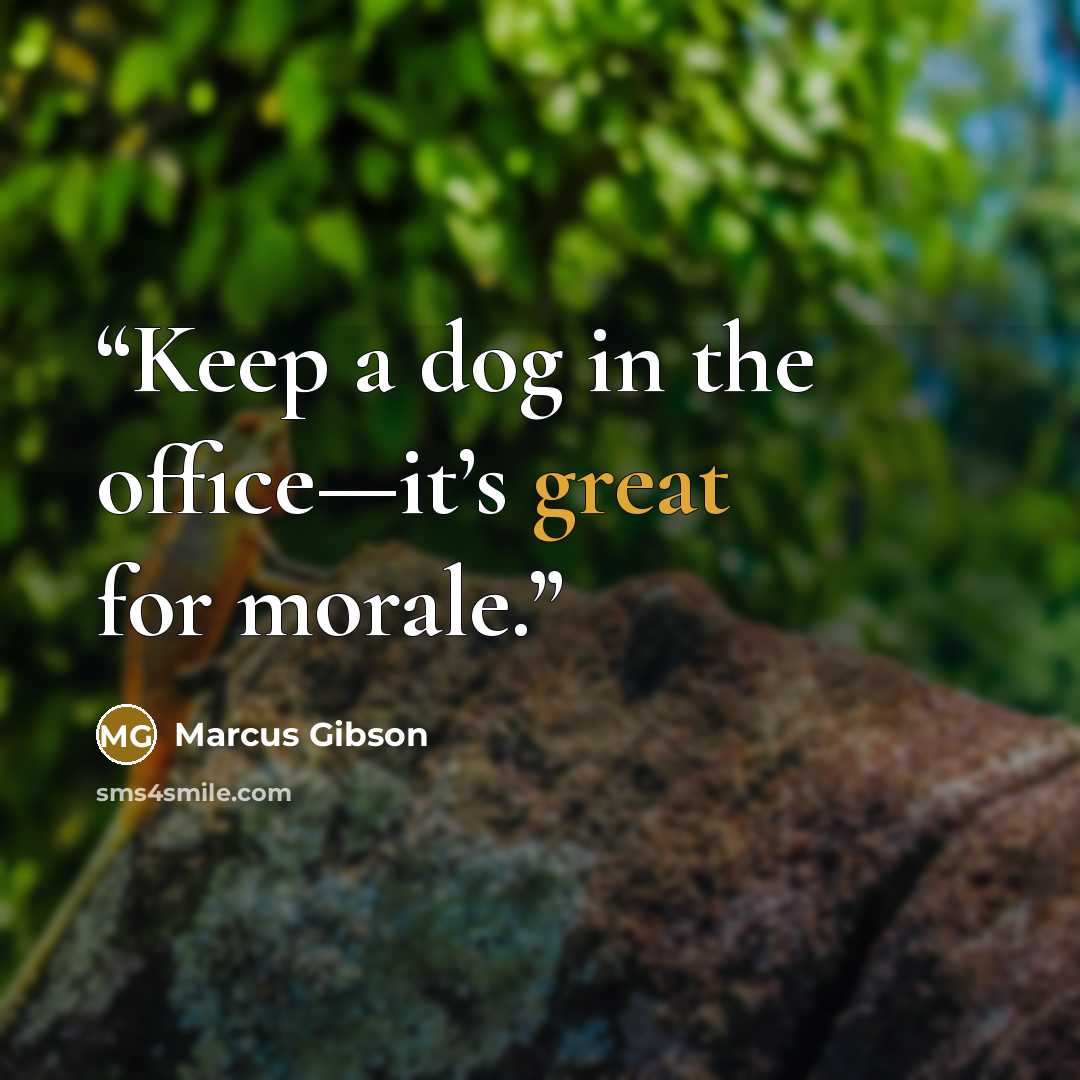 “Keep a dog in the office—it’s great for morale.” quote by Marcus Gibson